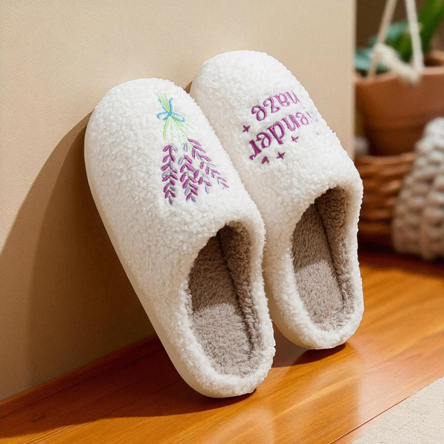 Women’s "Lavender Haze" Fuzzy Slippers with a gentle fuzzy feel