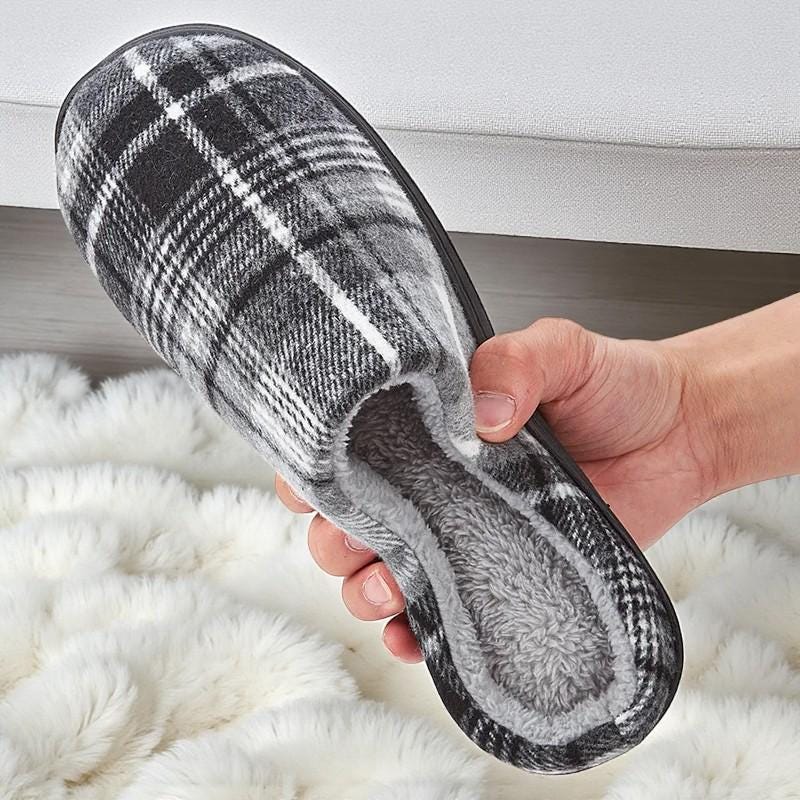 Men’s Classic Plaid Memory Foam Slippers - Warm & Relaxed